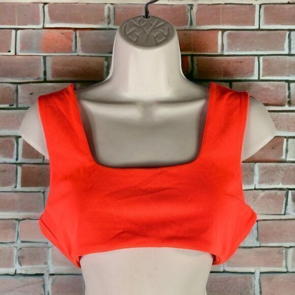 Fashion Nova Top Crop Orange Size Large Cropped Women's‎ Neon Sleeveless Stretch - Picture 1 of 11